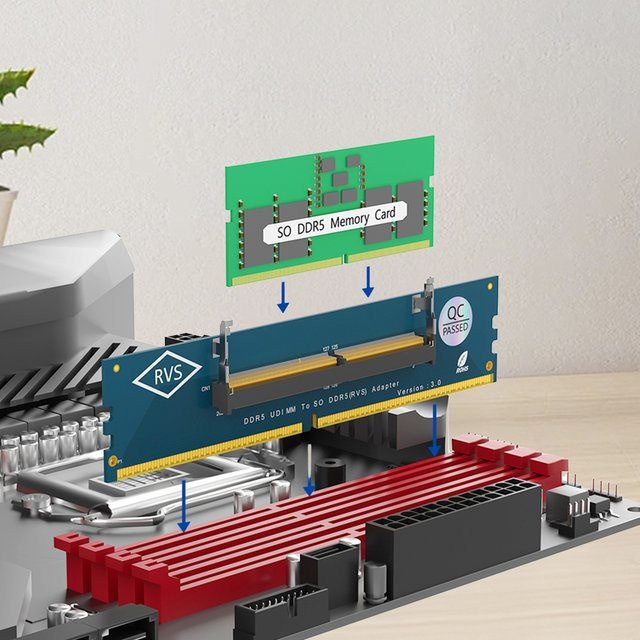 APWIKOGER DDR5 SO-DIMM zu DDR5 U-DIMM Adapter Karte für Laptop und Desktop RAM Speicher Upgrade in Grün oder Blau - Bild 1