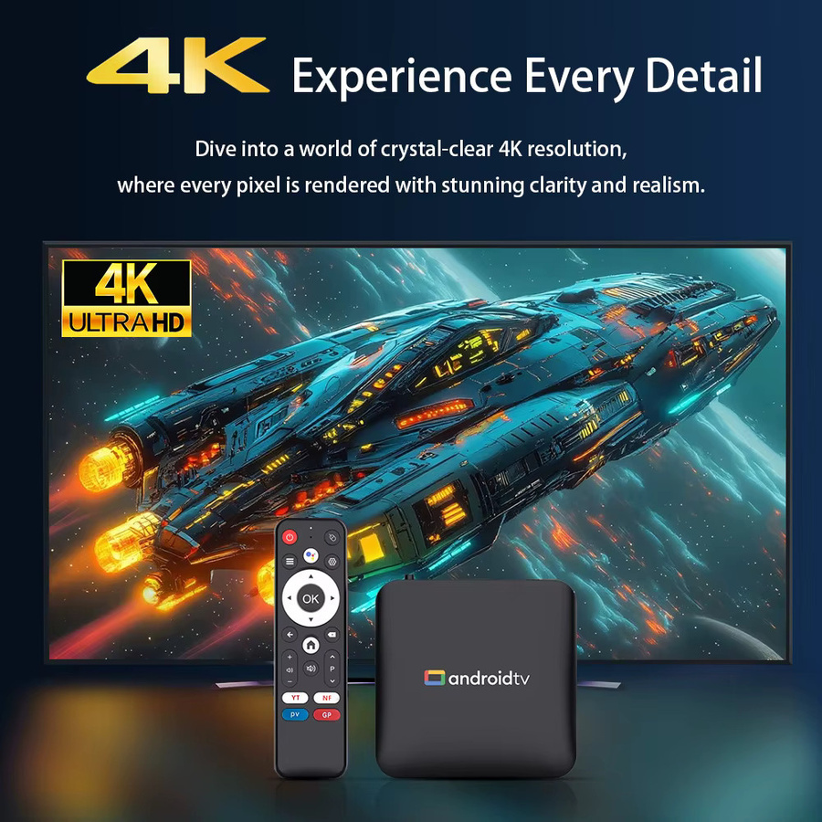H96Max Smart TV Box Android 14 mit 4K UHD, Dual WLAN 2.4G & 5G und USB 2.0 in Schwarz - Bild 2
