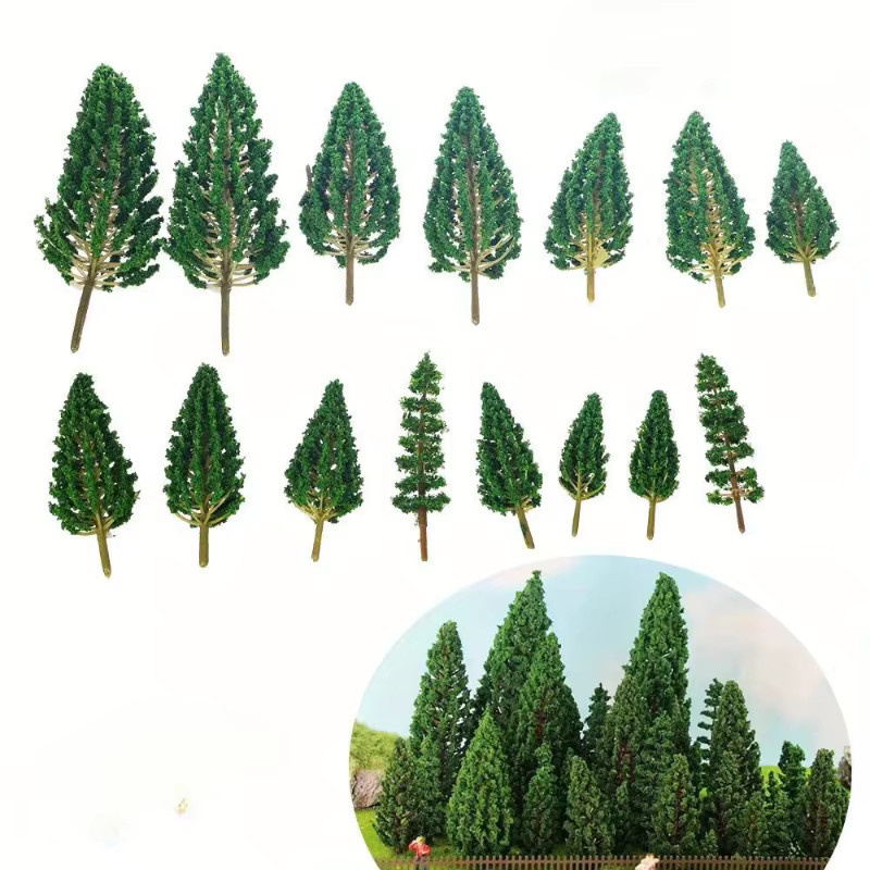 16 Stück Miniatur-Modellbäume aus grünem Kunststoff für deine Mikrolandschaftsdekoration - Bild 4