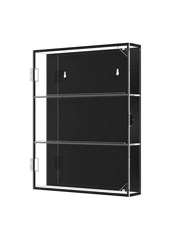 VIBRATITE Wandmontierte Vitrine in Schwarz mit Glastüren und internen Regalen im modernen Design - Bild 5