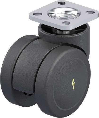 Blickle Kunststoff-Doppel-Lenkrolle LKDB-PUA 50G-ELS-P20 in Schwarz mit 50 mm Rad-Durchmesser und 50 kg Tragfähigkeit - Bild 1