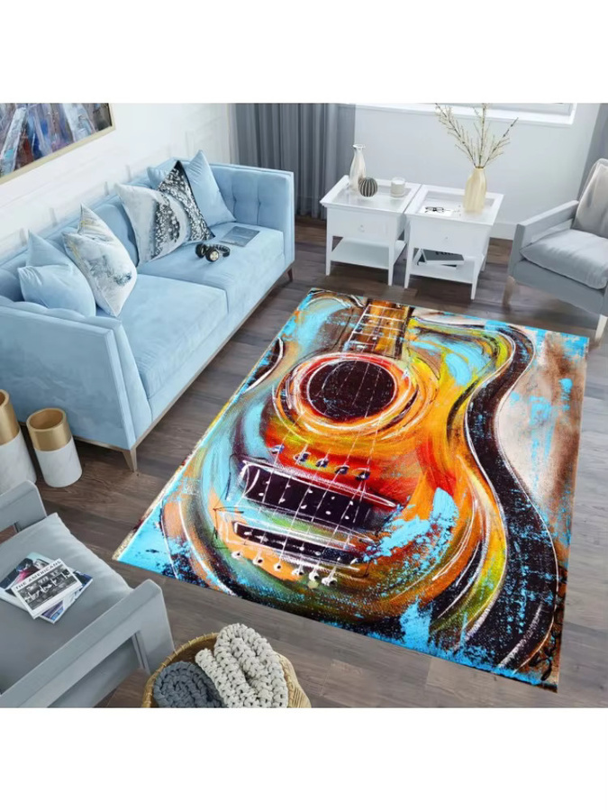 Moderner Teppich mit abstraktem Ölgemälde-Gitarrenmuster für Wohnzimmer und Schlafzimmer - Bild 3