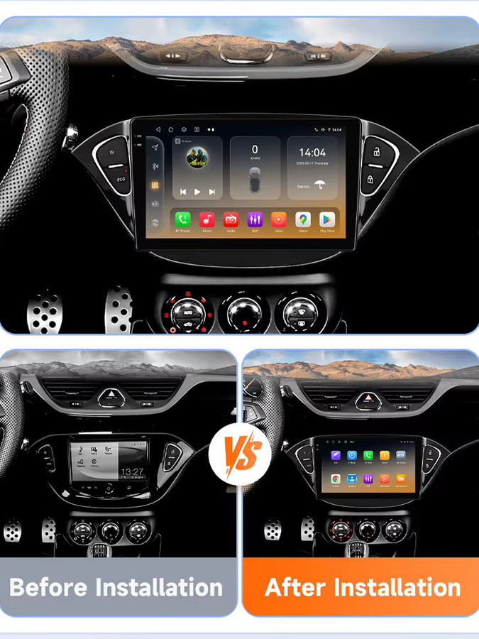 Ossuret Android 12 Autoradio mit CarPlay und 4G-LTE für Opel Adam 2011-2015 und Opel Corsa E 2013-2016, 2DIN Multimedia Player, Schwarz - Bild 2