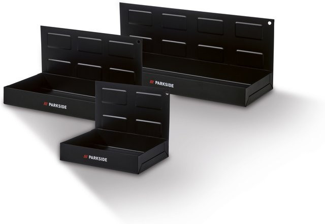 Parkside Magnetablagen Set 3-teilig in Schwarz aus Stahl und Kunststoff - Bild 1