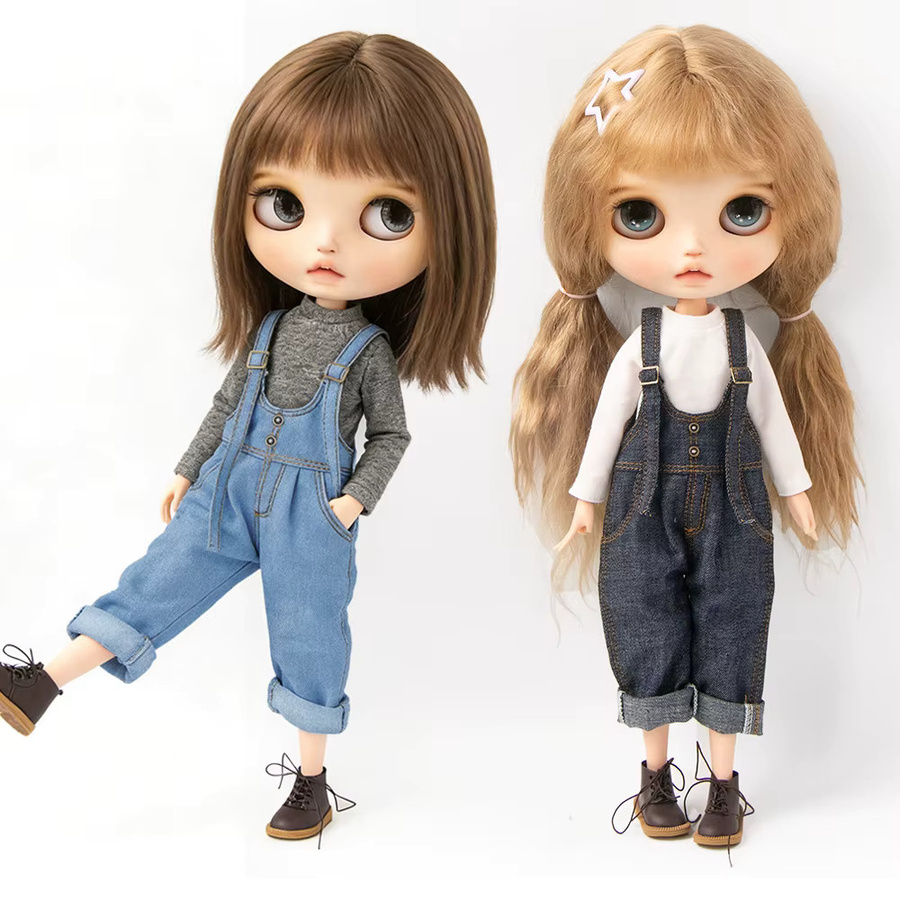 XiDonDon Puppenkleidung Vintage Denim-Overall, Jeans-Hosen-Set, Blau, Zubehör - Bild 2