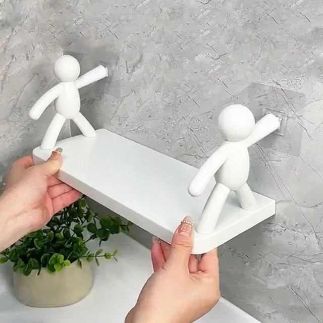 Houspace Selbstklebendes Badezimmer-Regal aus Kunststoff für Shampoo und Aufbewahrung, Weiß - Bild 1