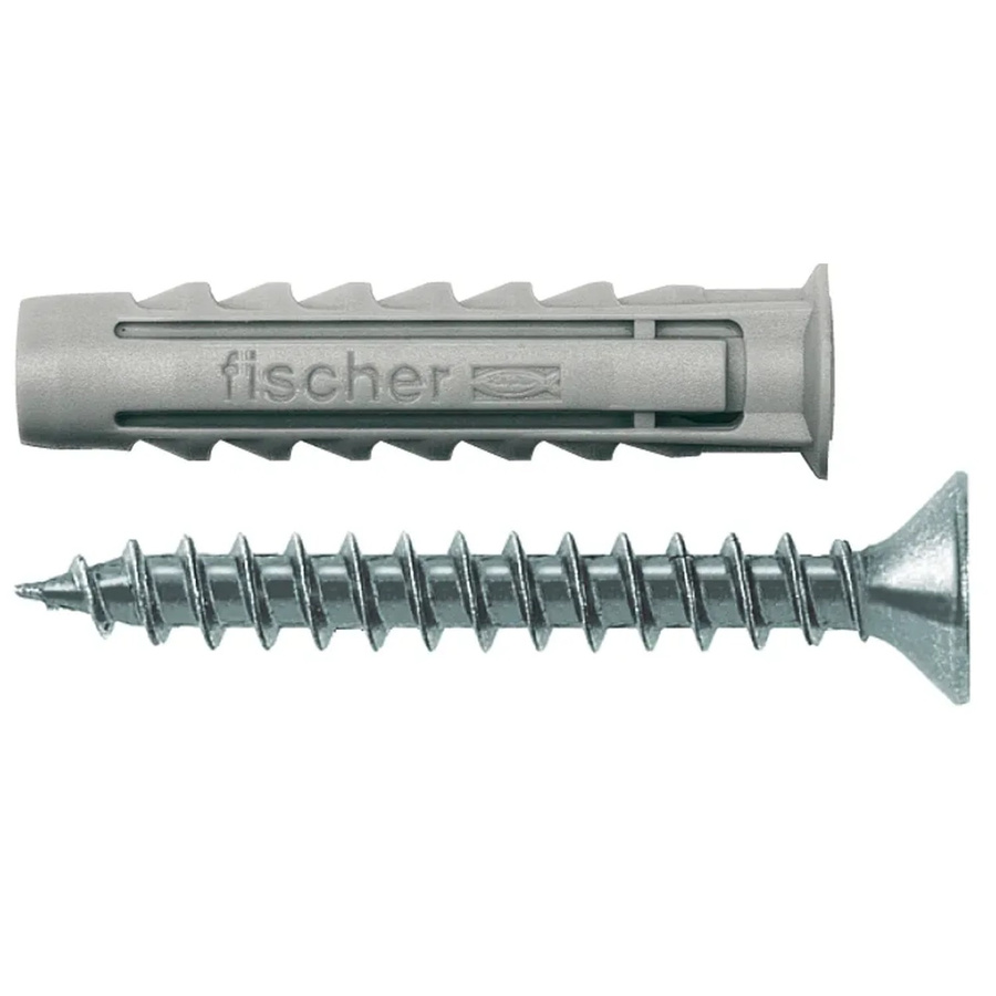Fischer Spreizdübel SX aus Nylon in Grau mit Schraube, 20 Stück, Durchmesser: 5 mm, Länge: 25 mm - Bild 2