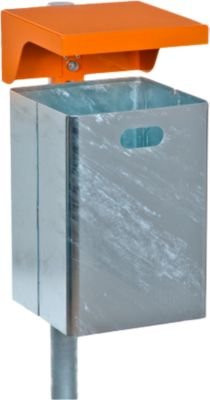 Probbax Abfallbehälter aus feuerverzinktem Stahlblech ohne Ascher mit Dreikantschloss, 40 Liter, silbermetallic, B: 31,0 cm, T: 36,0 cm, H: 60,0 cm - Bild 1