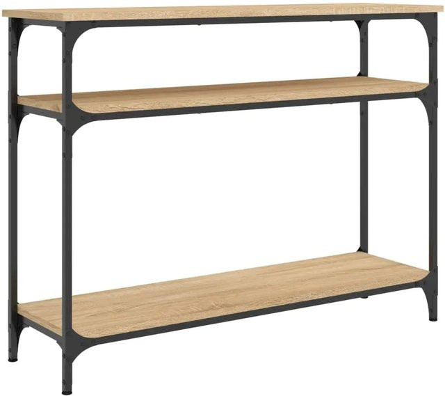 vidaXL Konsolentisch Sonoma-Eiche aus Holzwerkstoff und Metall für Flur, Wohnzimmer oder Eingangsbereich, B/T/H: 100 x 29 x 75 cm - Bild 1