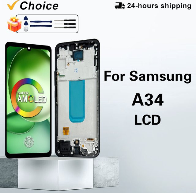 Samsung Galaxy A34 AMOLED Display mit Touchscreen Digitizer Montage in Schwarz (SM-A346E SM-A346B) - Bild 1