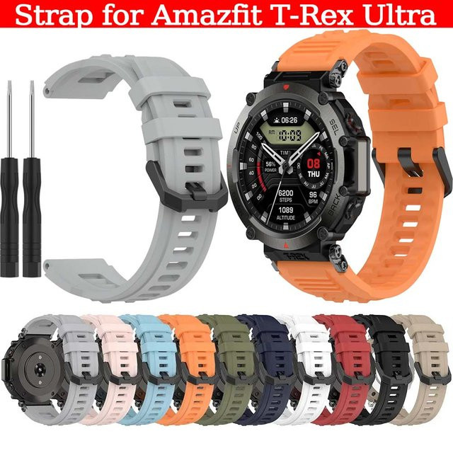 Indekos Uhrenarmband Silikon, Amazfit T-Rex Ultra, Gelb, Unisex - Bild 1
