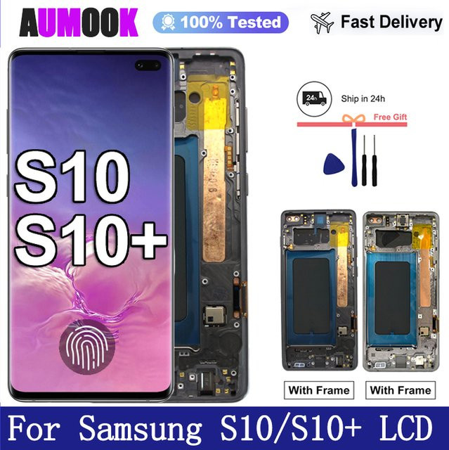 Samsung Galaxy S10 Plus LCD-Display mit Touchscreen-Digitizer-Einheit in Silber für Modelle G973F und G975F - Bild 1