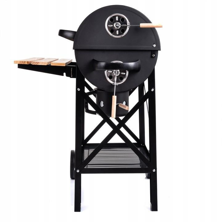 Tragbarer Holzkohlegrill im Fass-Design mit verschließbarem Deckel für Garten und BBQ - Bild 4