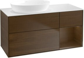 V&B Waschtischunterschrank Finion in Weiß mit Walnuss-Regal, Breite: 120 cm - Bild 1