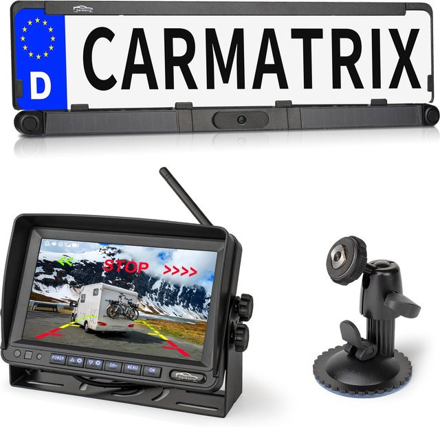 CARMATRIX Solar Rückfahrsystem mit 7 Zoll IPS-HD Monitor und Rückfahrkamera in Schwarz mit Wi-Fi für Wohnmobil, Wohnwagen und Transporter - Bild 1