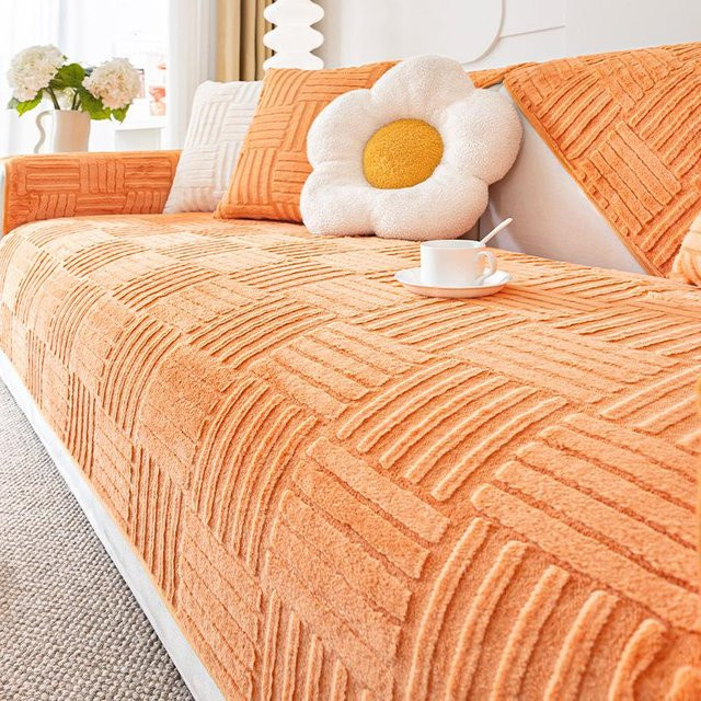 Yiran Furniture Kaninchen Plüsch Sofakissen in Beige, verdicktes Jacquard Kissen für das Wohnzimmer, B/B: 70 x 70 cm - Bild 1