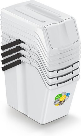 PROSPERPLAST Sortibox Abfalleimer 4er Set, weiß und grau, B/T/H: 40,2 x 24 x 50,5 cm - Bild 1