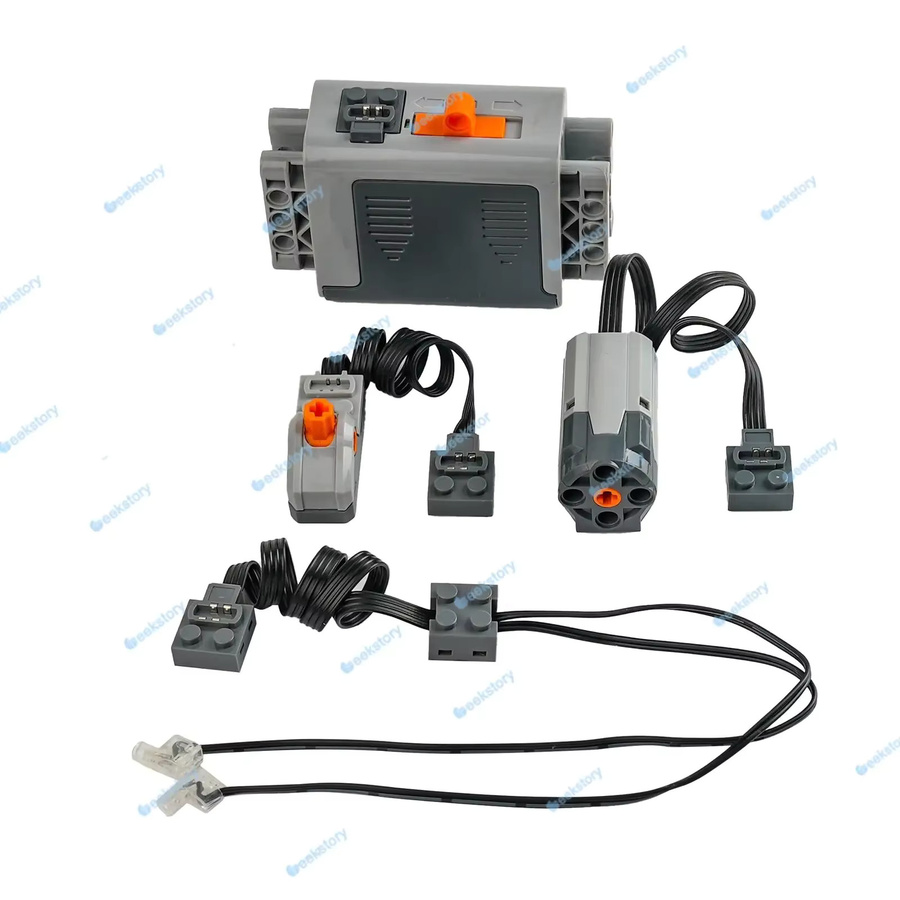 Wishiot Power Functions M Motor Technology Bausteinsatz mit Zahnrädern und Wellenanschluss, Grau - Bild 2