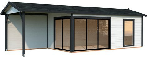 PALMAKO Gartenhaus Amanda aus Fichtenholz in Weiss mit Satteldach und inklusive Fußboden, B/T/H: 917 x 340 x 280 cm - Bild 1