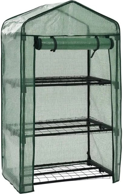 vidaXL 3-Stufiges Mini-Gewächshaus mit Rollen in Grün, B/T/H: 69 x 49 x 125 cm - Bild 1