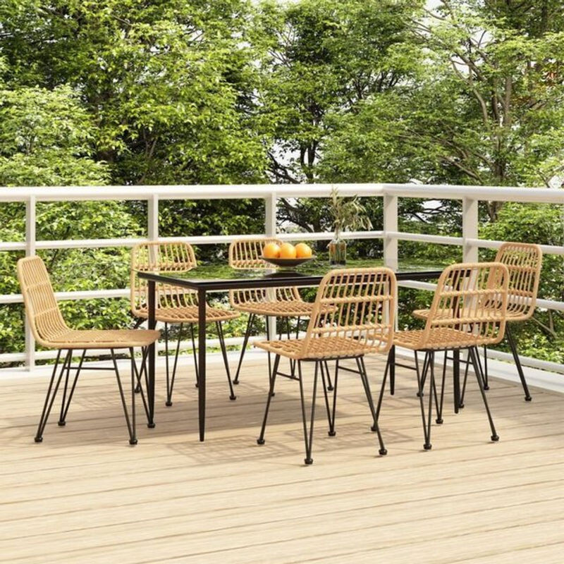 Vidaxl 7-teiliges Gartenmöbel-Set aus Polyrattan in Schwarz und Braun mit Glastisch - Bild 1