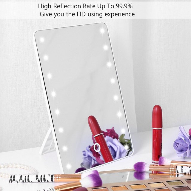 DIYelecs Touchscreen Make-up Spiegel mit 16 dimmbaren LED-Leuchten, Tisch-Kosmetikspiegel in Weiß - Bild 1