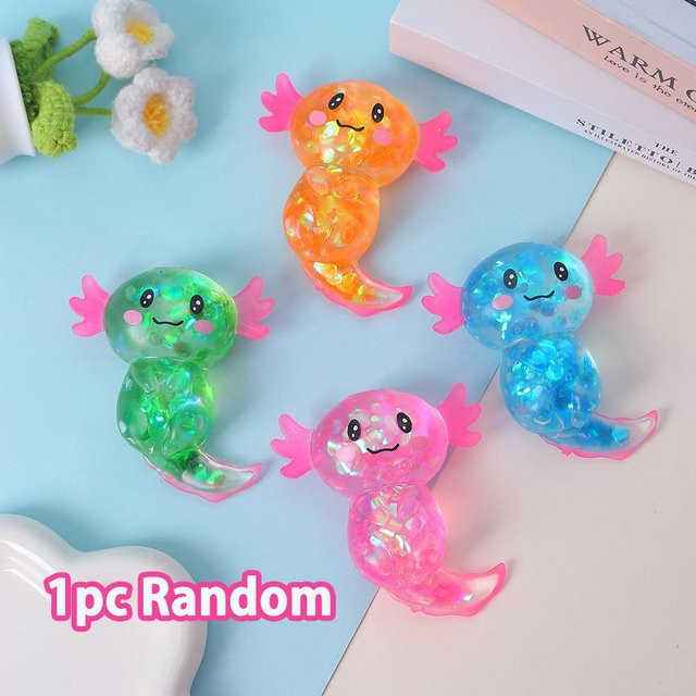 Squishy Axolotl, Knet-Stressabbau-Spielzeug, mit Glitzer - Bild 1