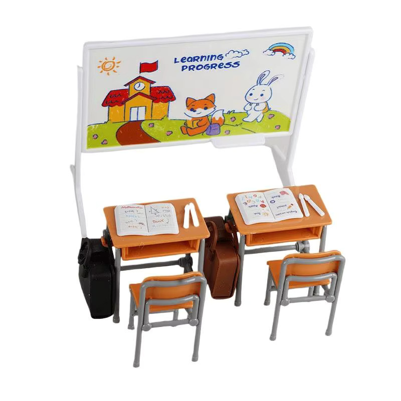 Miniatur-Puppenhaus-Schreibtisch- und Tafel-Set, 1:12, Kunststoff, Bunt / Mehrfarbig - Bild 2