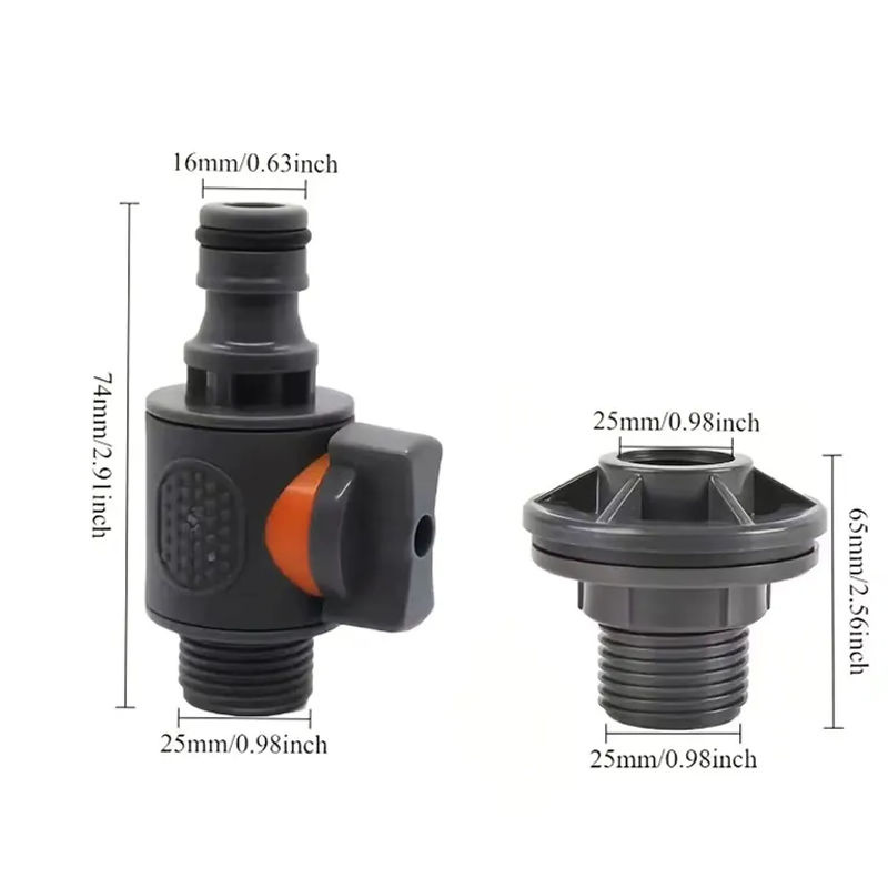 HOUN HOSE Nippel-Tankhahnadapter mit Grobgewinde und Schlauchanschluss, 3/4 Zoll (16 mm), Schwarz - Bild 3