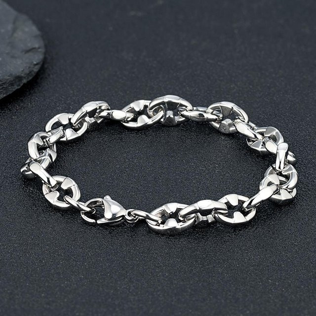 Armband Herren, Edelstahl, Schwarz, Vintage, 23cm - Bild 1