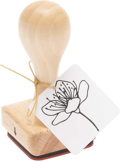Rico Design Paper Poetry Stempel Kirschblüte aus Holz B: 4 cm, T: 4 cm, H: 8 cm - Bild 1