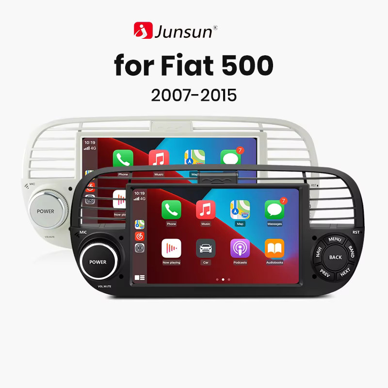 Junsun Android Multimedia System für Fiat 500 und 500C Abarth (2007 bis 2015) mit Touchscreen, kabellosem CarPlay, Android Auto, GPS Navigation, Bluetooth, USB und Wifi in Schwarz - Bild 5