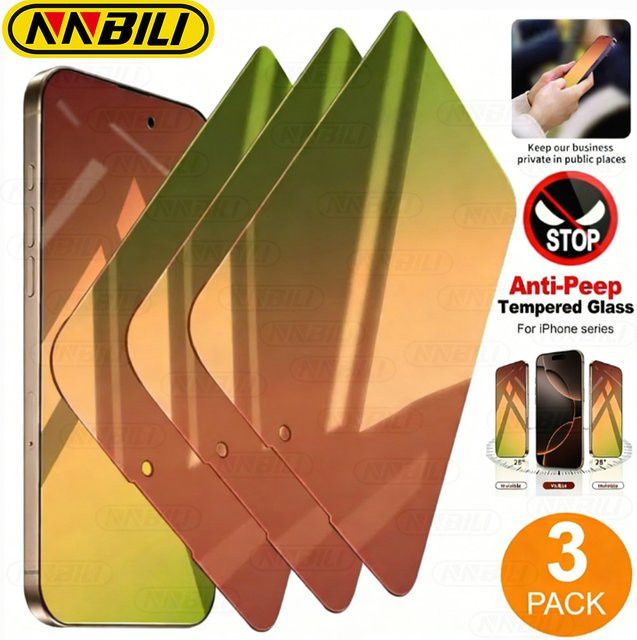 NNBILI 3er-Pack Blickschutzfolie für iPhone 17 Pro Max in Multicolour, kratzfest und blasenfreie Abdeckung - Bild 1