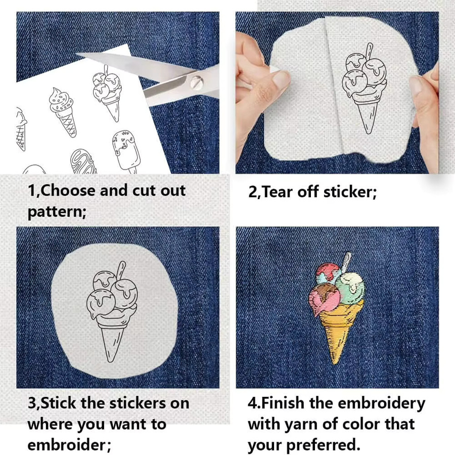 4-Blatt-Dessert-Stick-Stabilisator aus wasserlöslichem, selbstklebendem Papier für kreative Heimwerkerarbeiten - Bild 4
