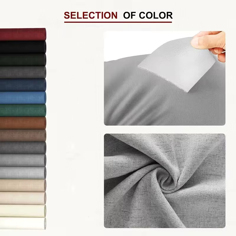 Selbstklebendes Leinen-Patch-Tuch für Möbel und Textilien, Grau, Länge: 2 m - Bild 3