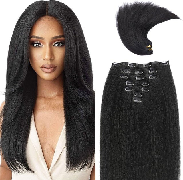 Yaki Kinky Straight Clip-In Haarverlängerungen, Schwarz, Damen - Bild 1