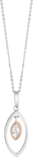 Zeeme Anhänger mit Kette, 925 Sterling Silber, rhodiniert, zweifarbig, Zirkonia, Unisex - Bild 1