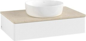 V&B Waschtischunterschrank Antao mit Frontstruktur und Beleuchtung, Farbe: Weiß, B/T/H: 80 x 50 x 19 cm - Bild 1