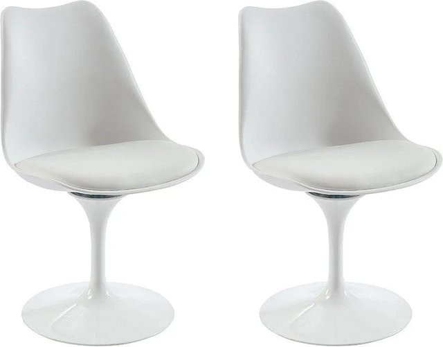 Vente-unique Stuhl Xafy Modern in Weiß mit Stoffbezug und Stahlgestell - Bild 1