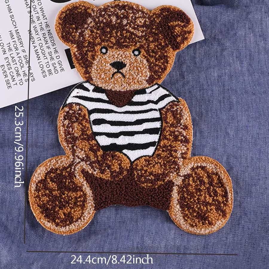 Nette Bär Stickerei Patches als Kleidung Zubehör für Jacken zum Aufnähen in Braun - Bild 3