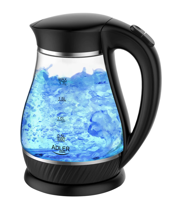 Adler Elektrischer Wasserkocher aus Glas in Schwarz mit 1,7 l Volumen und 2200 W Leistung - Bild 4
