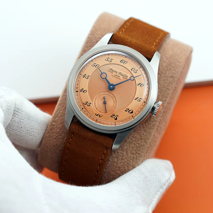 Pierre Paulin Armbanduhr, Handaufzug, Lachs-Zifferblatt, Edelstahl, 38 mm, Herren - Bild 1