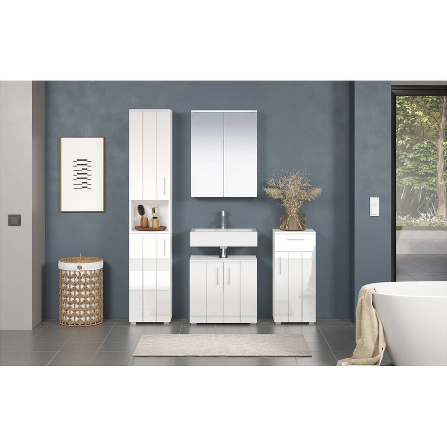 Trendteam Badezimmer-Set Wons in Weiß Hochglanz und Matt, B/H/T: 164 x 192 x 32 cm - Bild 2
