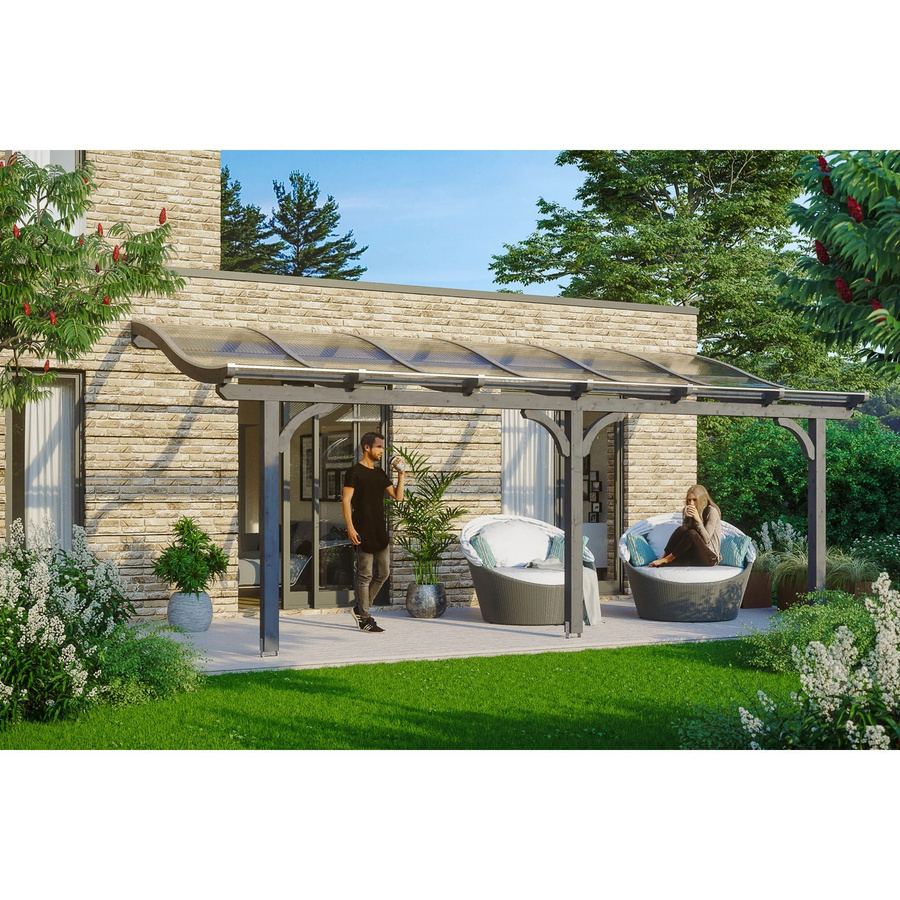 Skan Holz Terrassenüberdachung Venezia aus Leimholz mit Polycarbonat-Dach in Schiefergrau, B: 648 cm, T: 289 cm, H: 286 cm - Bild 2