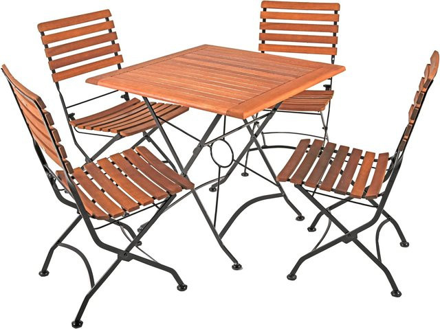 Garden Pleasure Gartenmöbel-Set Wien 5-teilig aus Eukalyptusholz in Braun, B/T/H: 180 x 90 x 180 cm - Bild 1