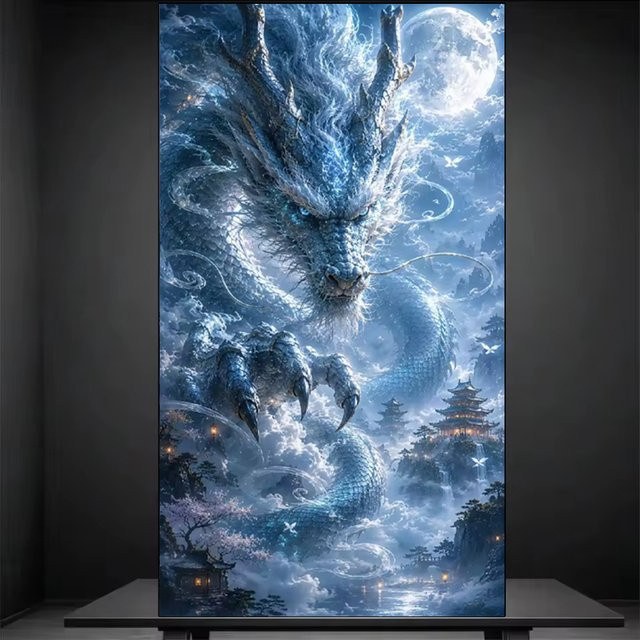Beadsmile DIY Diamant-Stickerei Set Blauer Drache, Voll-Diamant-Mosaik mit Strass, B/H/T: 60 x 30 x 30 cm - Bild 1
