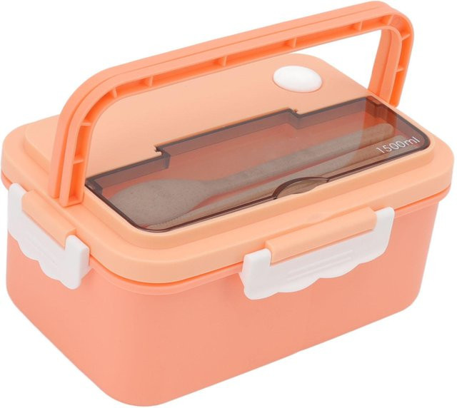 OutsideWorld Bento Box Lunchbox aus Kunststoff mit Besteck und Fächern, 1500 ml, rosa - Bild 1