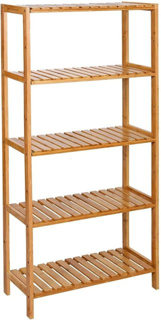 Songmics Badregal aus Bambus mit 5 verstellbaren Ebenen, Naturfarben, B/T/H: 60 x 26 x 130 cm - Bild 1