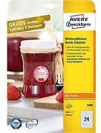 AVERY Zweckform Klebeetiketten blanko rund weiß Durchmesser: 40 mm - Bild 1