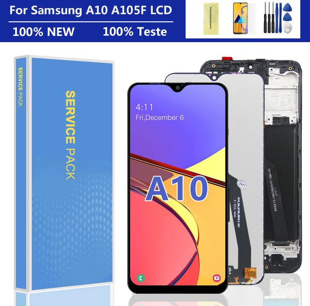 Samsung A10 A105 LCD-Display Touchscreen-Digitizer-Baugruppe mit Rahmen in Schwarz - Bild 1